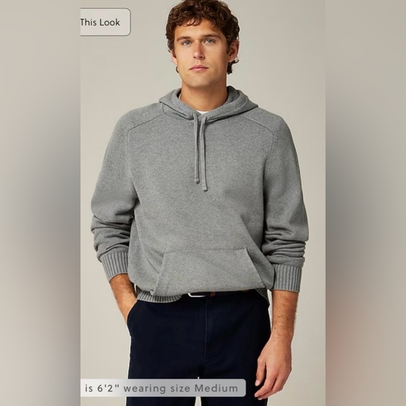 J.Crew NWOT Heritage cotton hooded sweater in heather steel